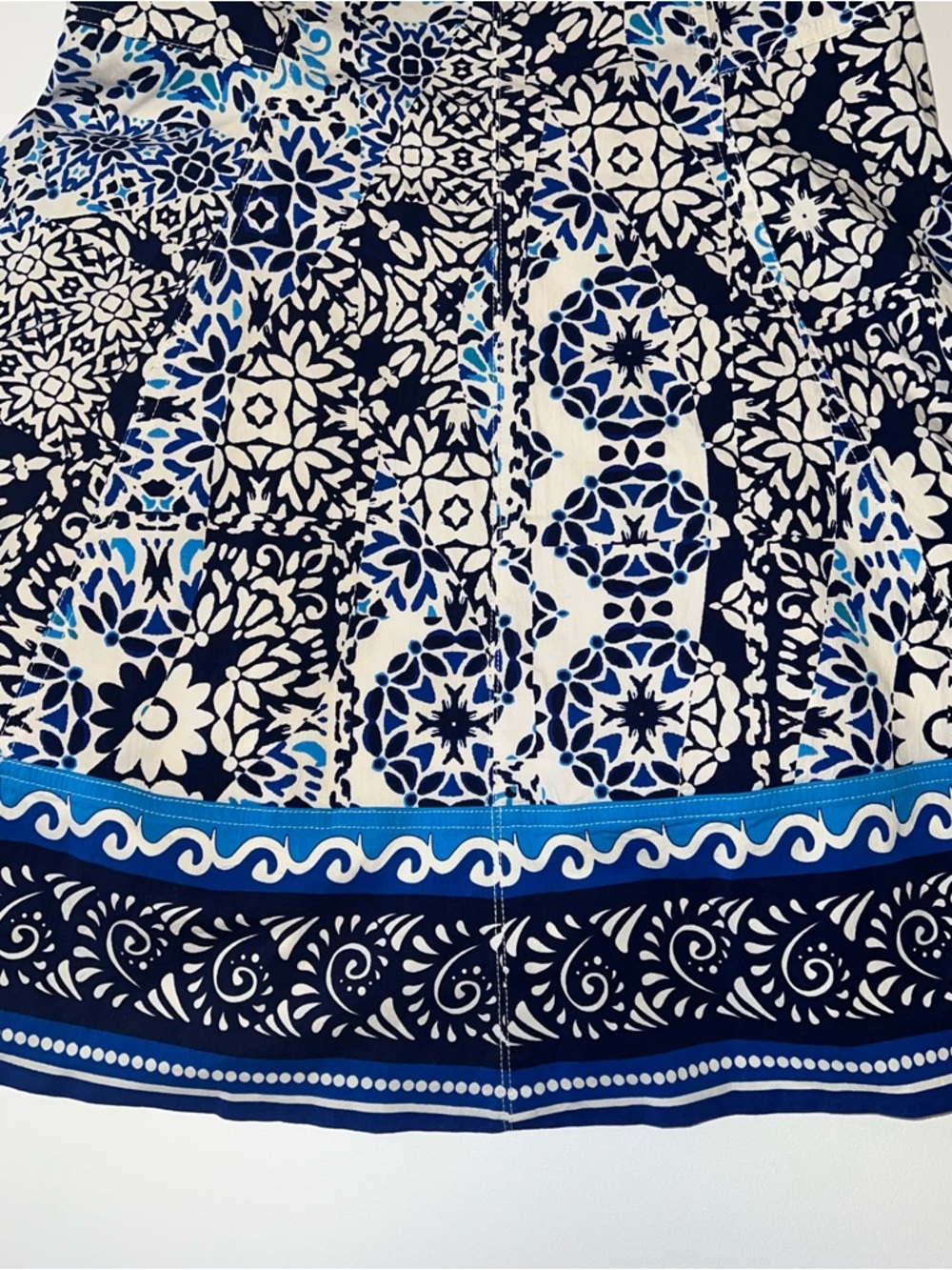 Avec Les Filles Blue and White Floral Sweetheart Neckline Mini Sun Dress Sz 14 - Picture 13 of 16